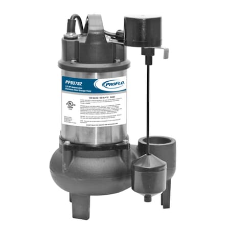 Proflo 1/2 HP Cast Iron Submersible Sewage Pump with Vertical Float Switch PF93782